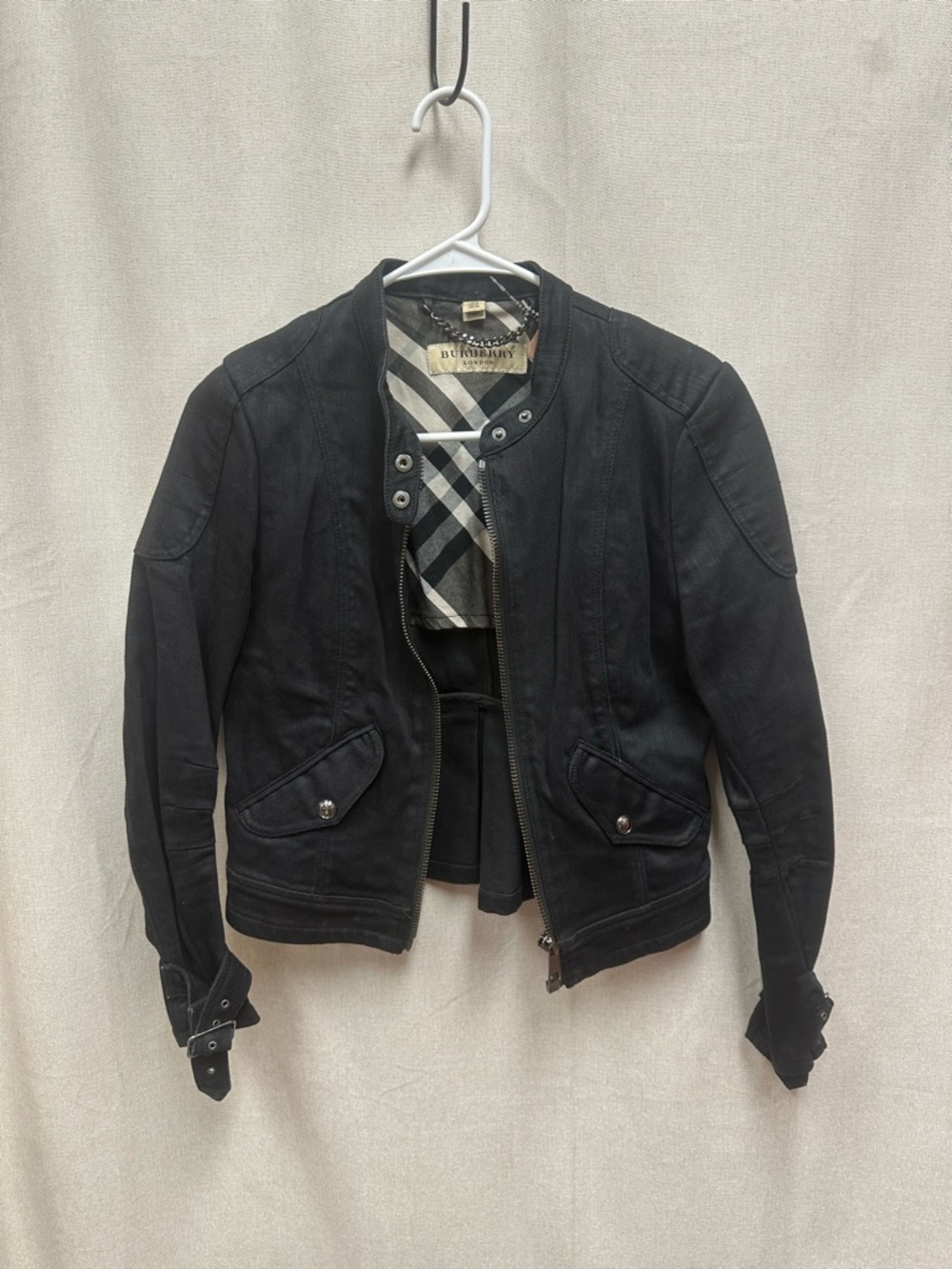 Burberry London Black Zip-Up Jean Cotton Jacket